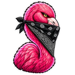 Mingo the flamingo in a paisley bandana